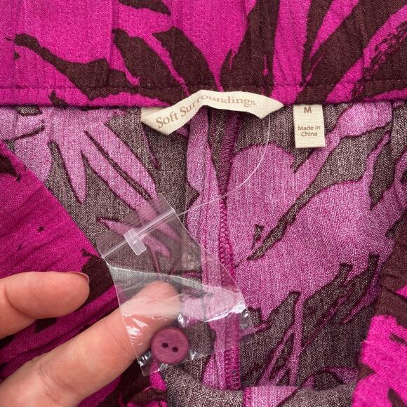 Soft Surroundings Purple Tropical Oceo Gauze Tunic & Wide Leg Pants Size Medium - Picture 9 of 16